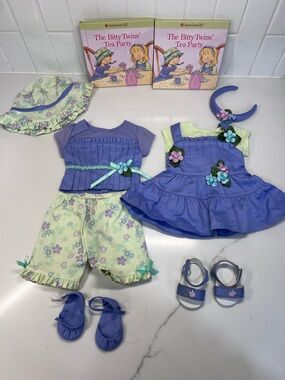 American Girl Bitty Twins Tea Party Outfits For 15” Twin Dolls NWOT
